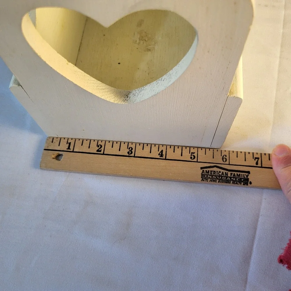 Vintage Handpainted Wooden Caddy Hearts Cottagecore 12